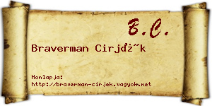 Braverman Cirjék névjegykártya